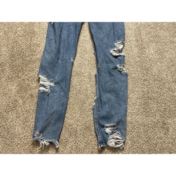 American Eagle Outfitters Womens Jeans Straight Leg Blue Distressed Denim Sz 0 - Picture 12 of 12